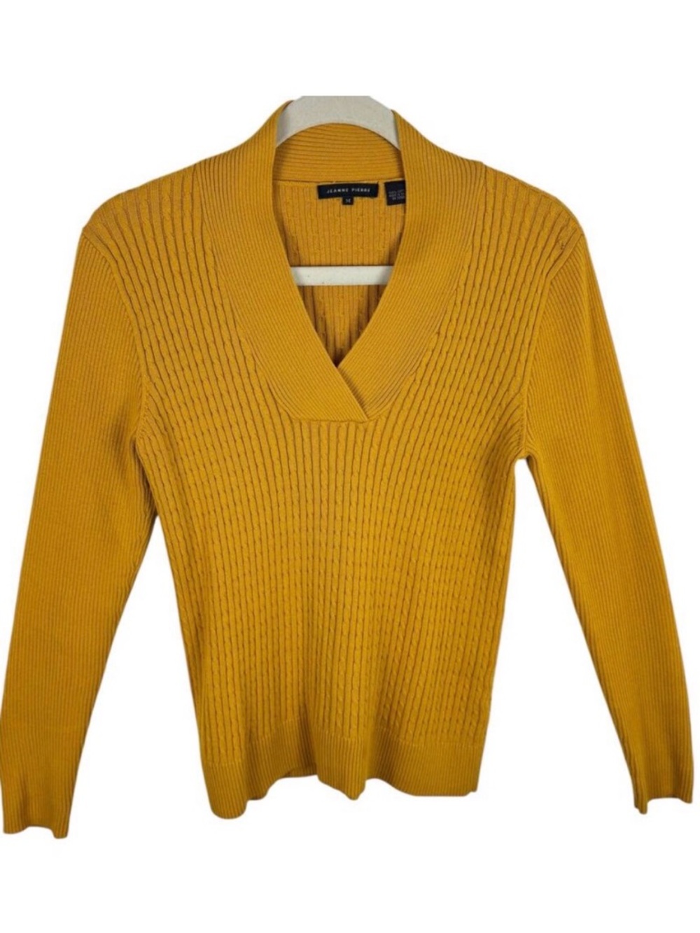 Jeanne Pierre Cotton Mustard‎ Cable Knit Sweater Medium